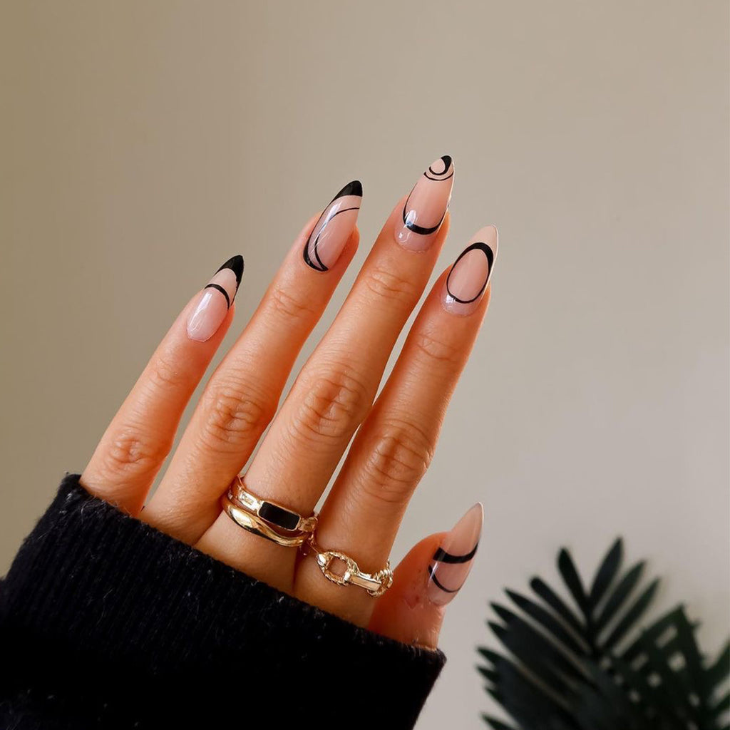 Style nordique portant un patch d'ongle simple Ligne de manucure Patch de manucure française faux ongles à presser