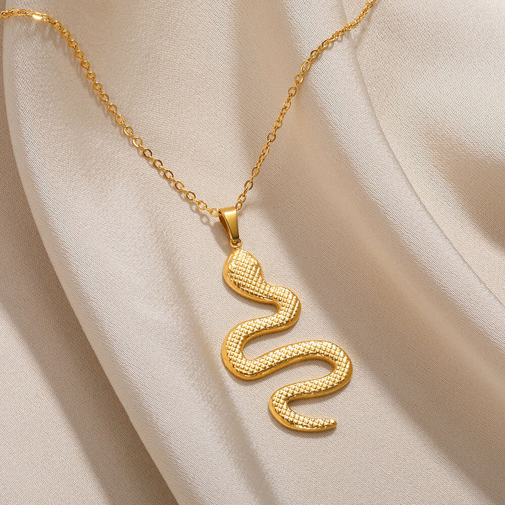 Pendentif Serpent Spirit Collier Femme Rétro Personnalisé Acier Inoxydable Plaqué Or