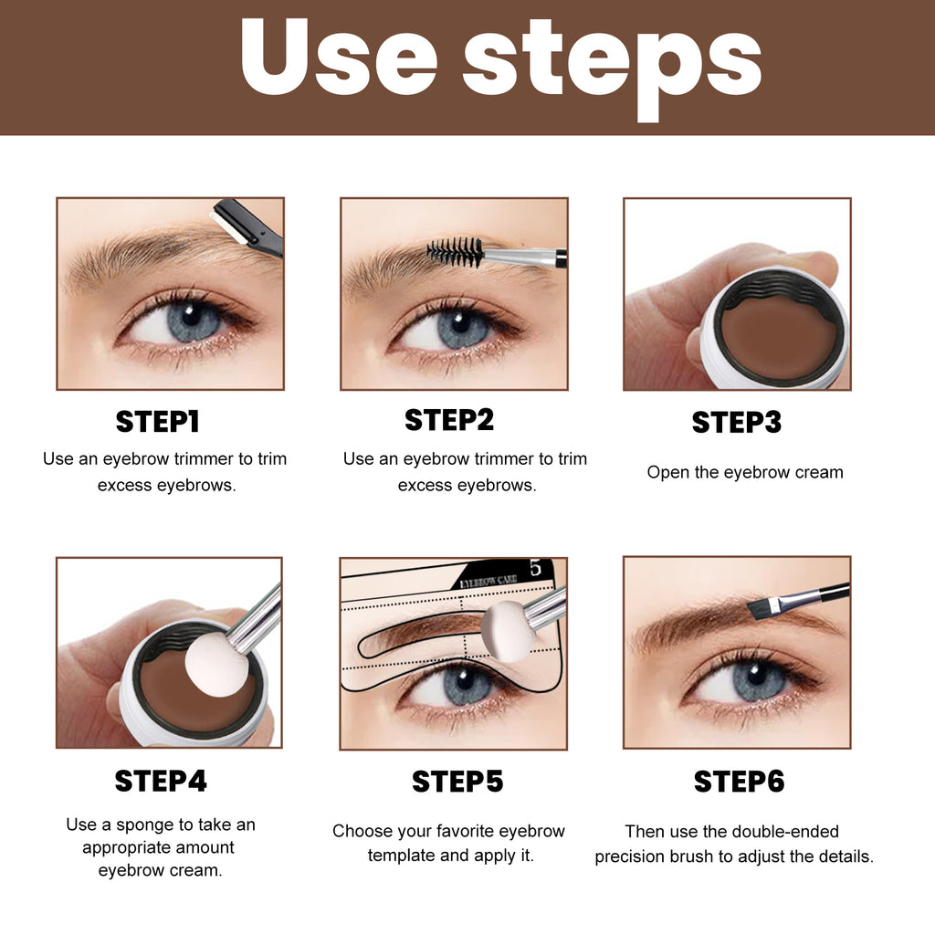 Kit de Pochoirs à Sourcils Parfaits EELHOE, Crème à Sourcils Imperméable et Lisse, Facile à Appliquer, Anti-Bavures, Sans Maquillage, Effet Naturel et Tridimensionnel