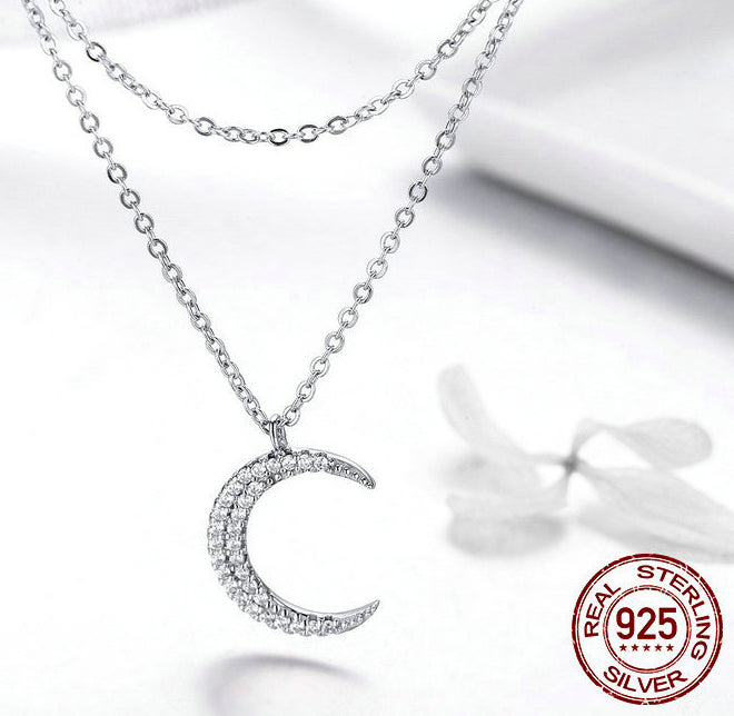 Collier plaqué argent pur S925 Starlight Moon