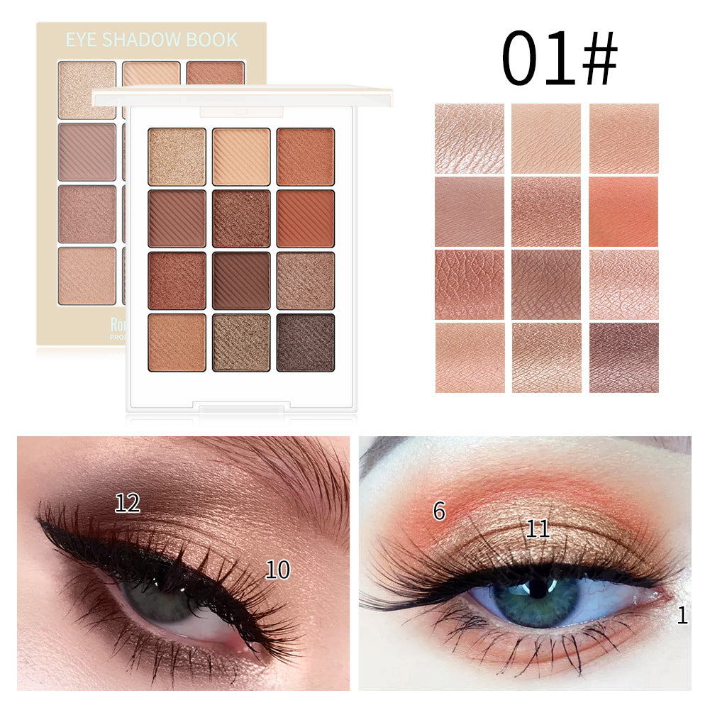 Maquillage Yeux Beauté Romantique Fard à Paupières Tendance Disque 12 Couleurs Fard à Paupières