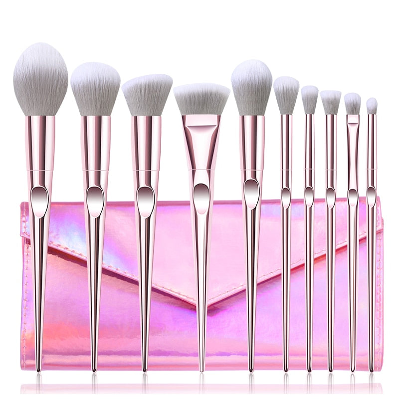 Lot de 10 Pinceaux de Maquillage pour les Yeux, Pinceaux Sculpteurs d'Ombre à Paupières et de Sourcils, Outils Cosmétiques de Maquillage Facial