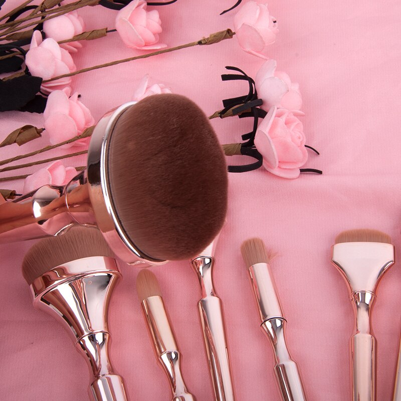 Lot de 9 pinceaux de maquillage or rose outil cosmétique de beauté