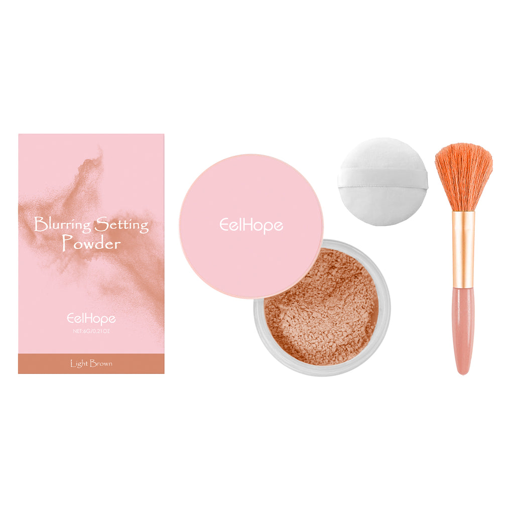 Poudre fixante avec pinceau, Maquillage Naturel Léger, Ajustement Délicat et Respirant, Poudre Bivalente Sèche et Humide, Maquillage Longue Tenue