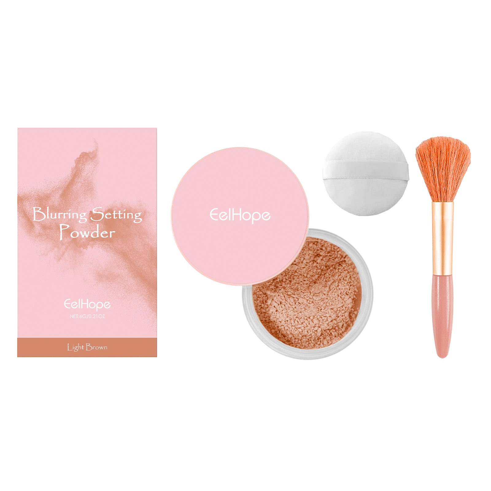 Poudre fixante avec pinceau, Maquillage Naturel Léger, Ajustement Délicat et Respirant, Poudre Bivalente Sèche et Humide, Maquillage Longue Tenue