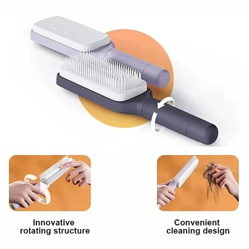 Brosse à cheveux autonettoyante rotative et rétractable avec peigne de levage automatique, peigne de massage antistatique pour cuir chevelu.