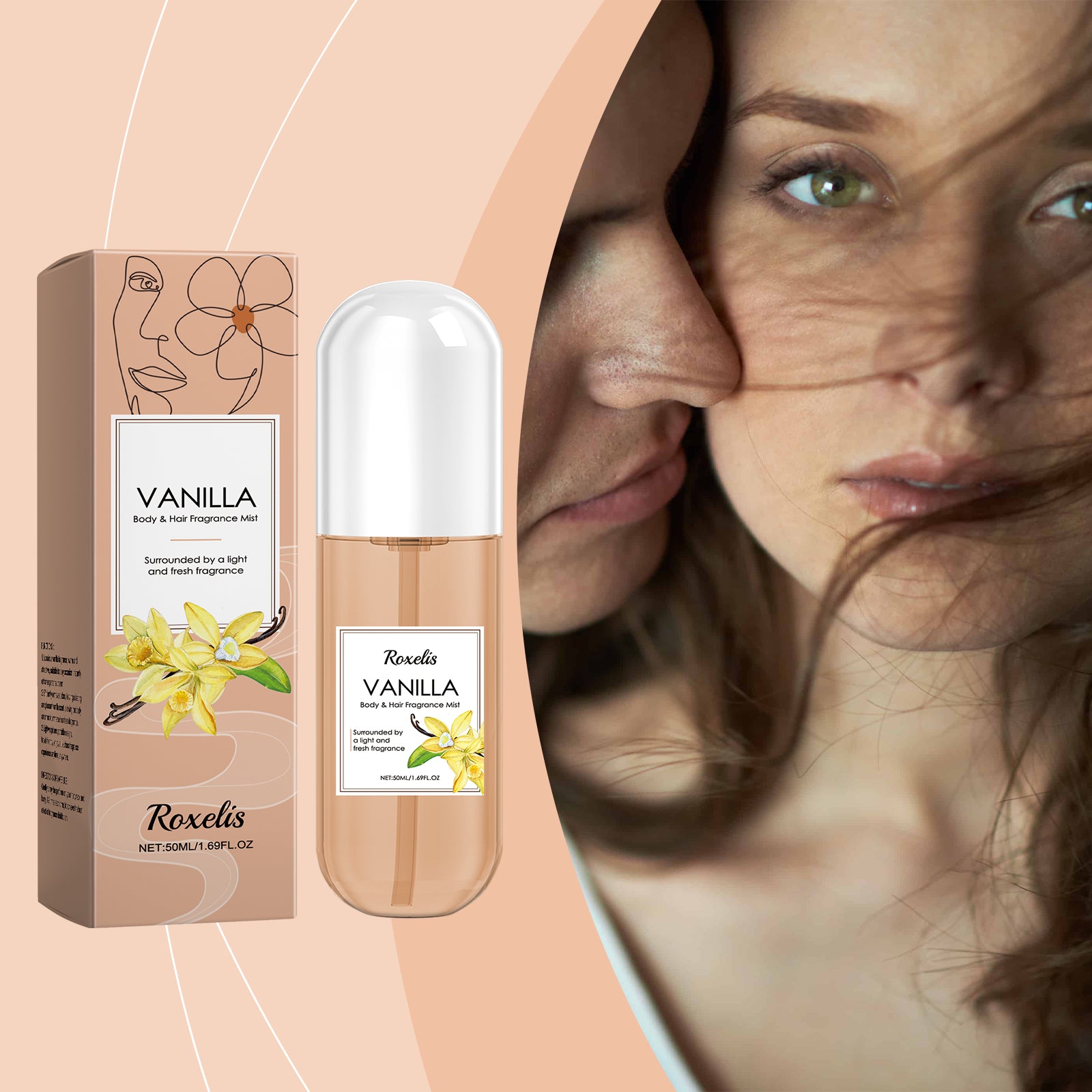 Roxelis Vaporisateur Corporel Vanille, Parfum Léger Naturel Frais Parfum Longue Durée Usage Quotidien Corps Cheveux
