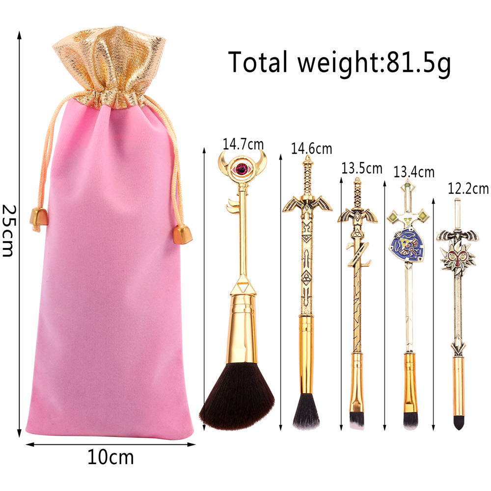 Le kit de pinceaux de maquillage The Legend Of Zelda Épée céleste Link Figurine Arme Pinceau à poudre libre Pinceau à lèvres