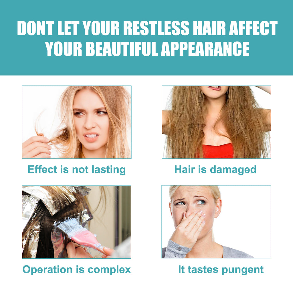 Crème lissante correctrice aux protéines pour cheveux, Traitement capillaire sans lissage qui répare les cheveux abîmés, Crème capillaire lissante