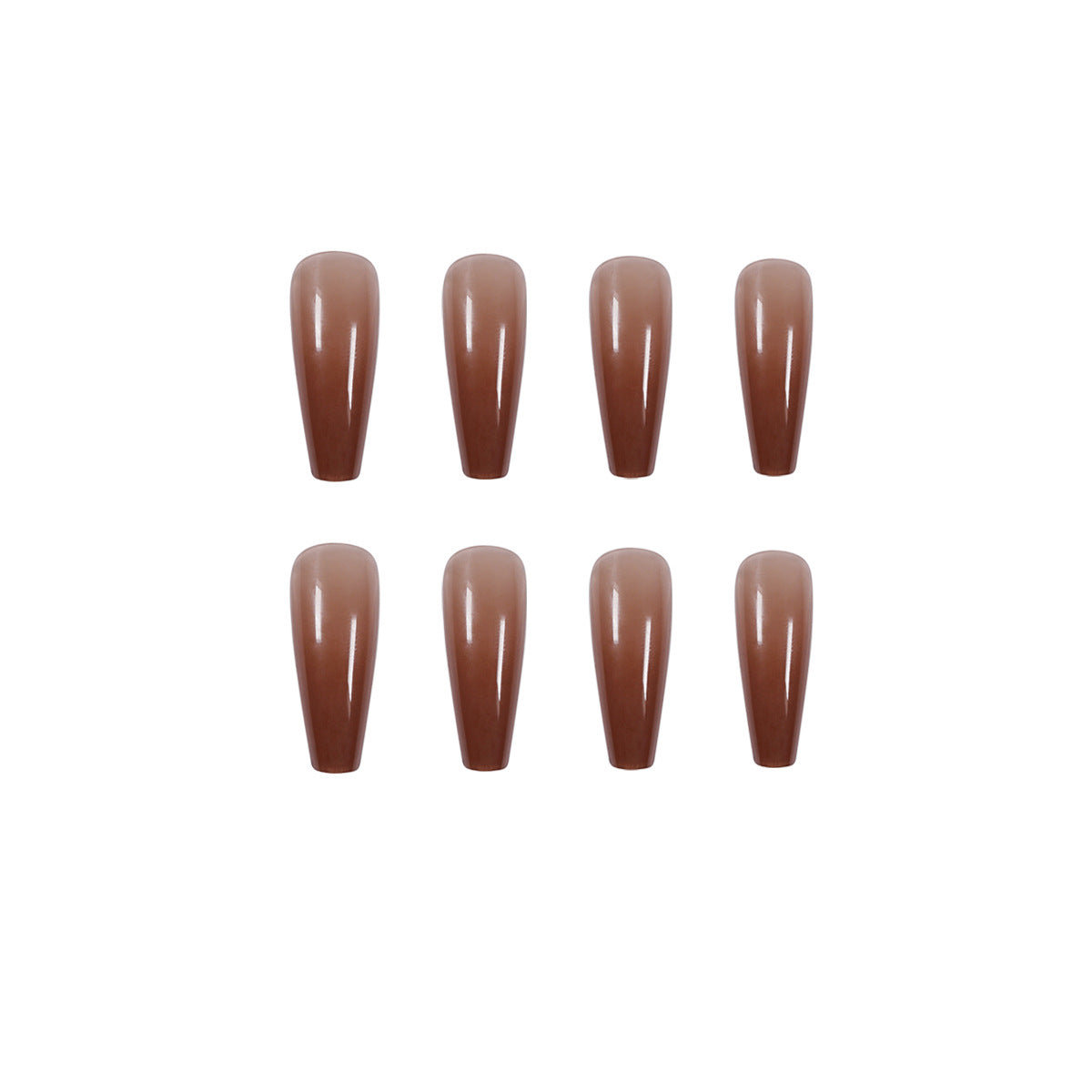 Faux ongles finis transparents couleur café glacé longs style ballerine, patchs d'ongles amovibles