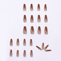 Faux ongles finis transparents couleur café glacé longs style ballerine, patchs d'ongles amovibles
