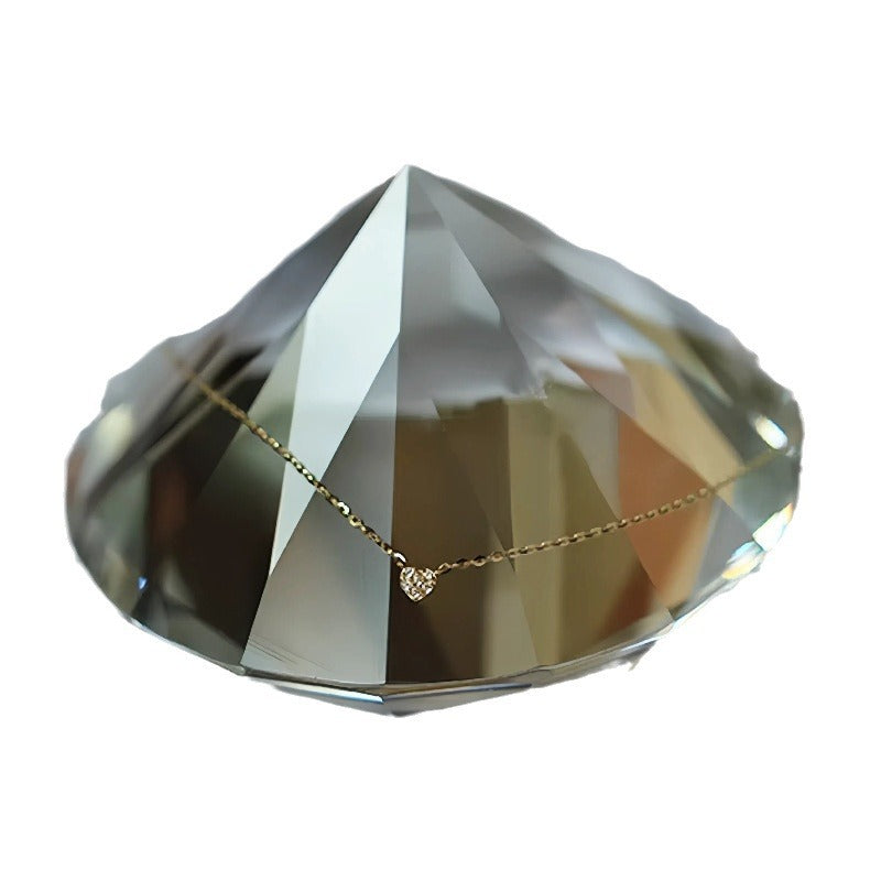 Collier en argent pur S925 plaqué or 14 carats, mini cœur, avec diamants, chaîne fine pour la clavicule.