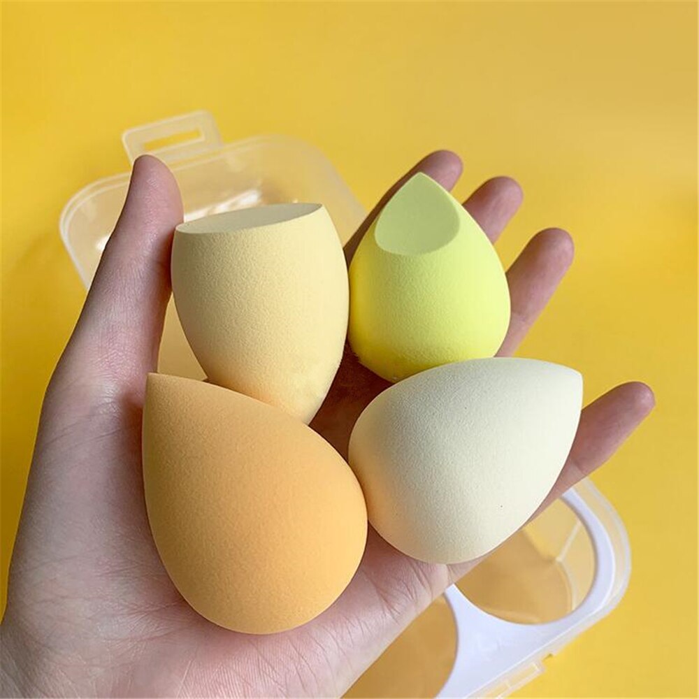 Lot de 4 éponges de maquillage avec boîte de rangement pour fond de teint et poudre, outils de beauté