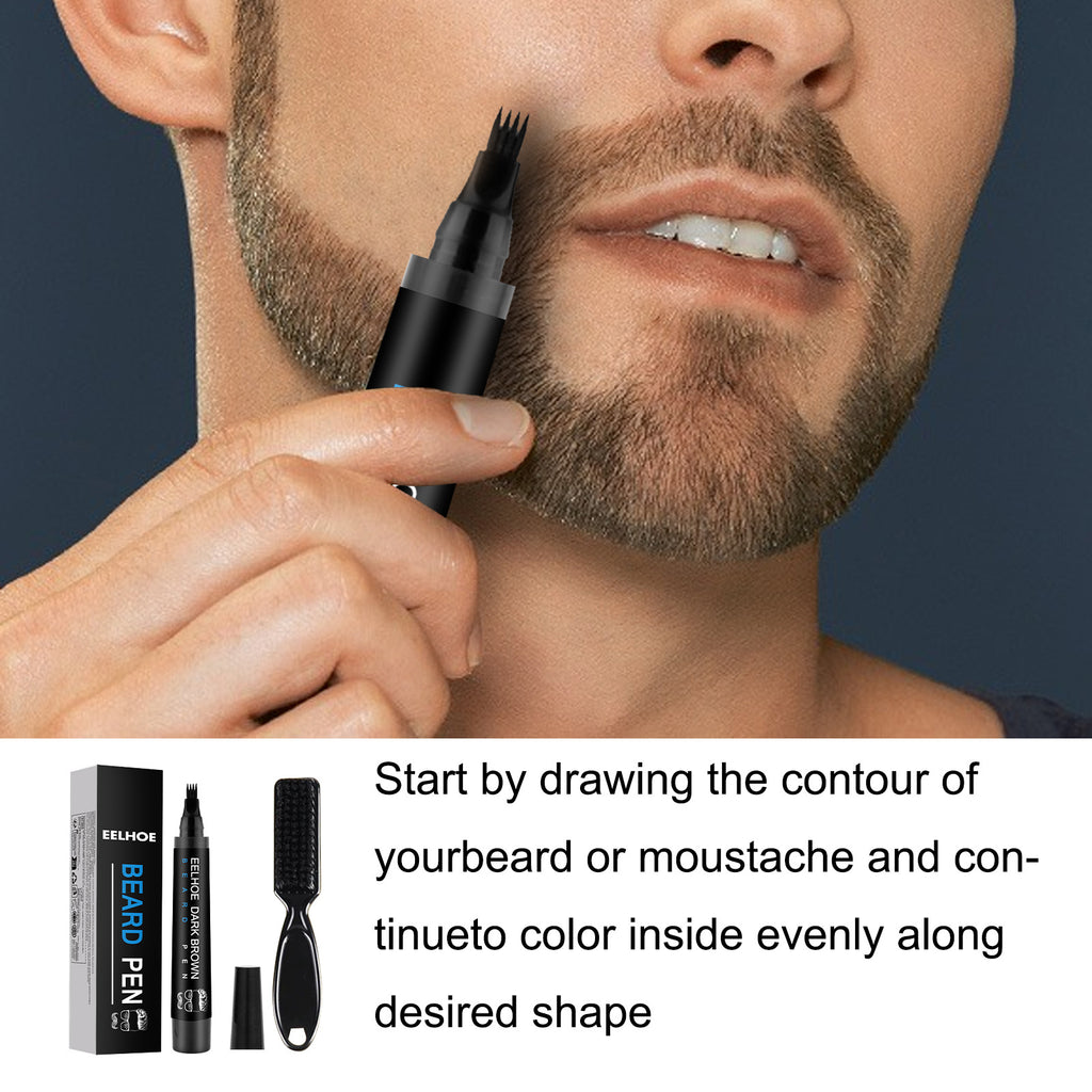 Kit de stylo de remplissage de barbe pour homme, stylo à barbe naturel imperméable, stylo de traçage de barbe
