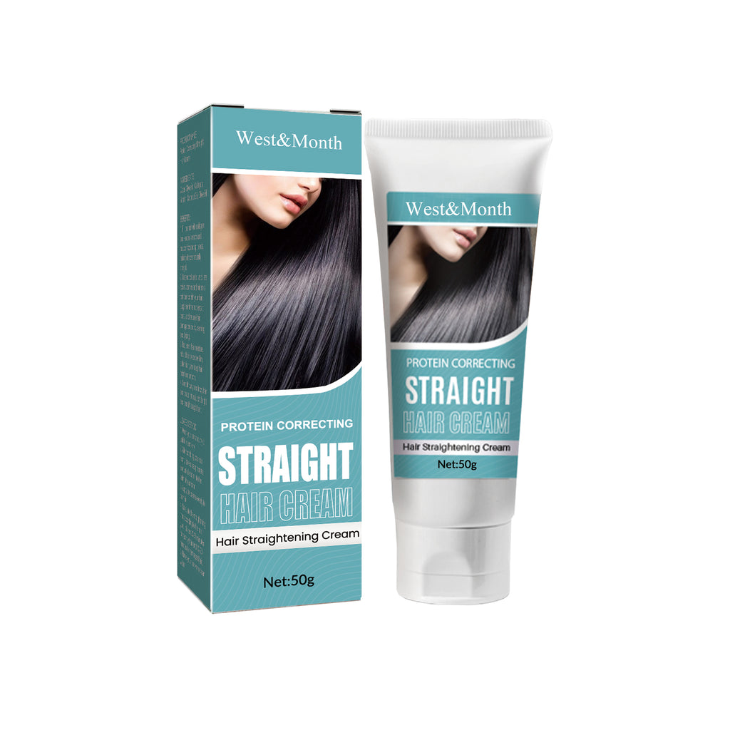 Crème lissante correctrice aux protéines pour cheveux, Traitement capillaire sans lissage qui répare les cheveux abîmés, Crème capillaire lissante
