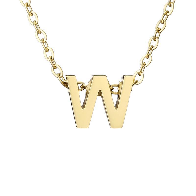 Nouveau Collier Pendentif Lettre en Acier Inoxydable Plaqué Or pour Clavicule
