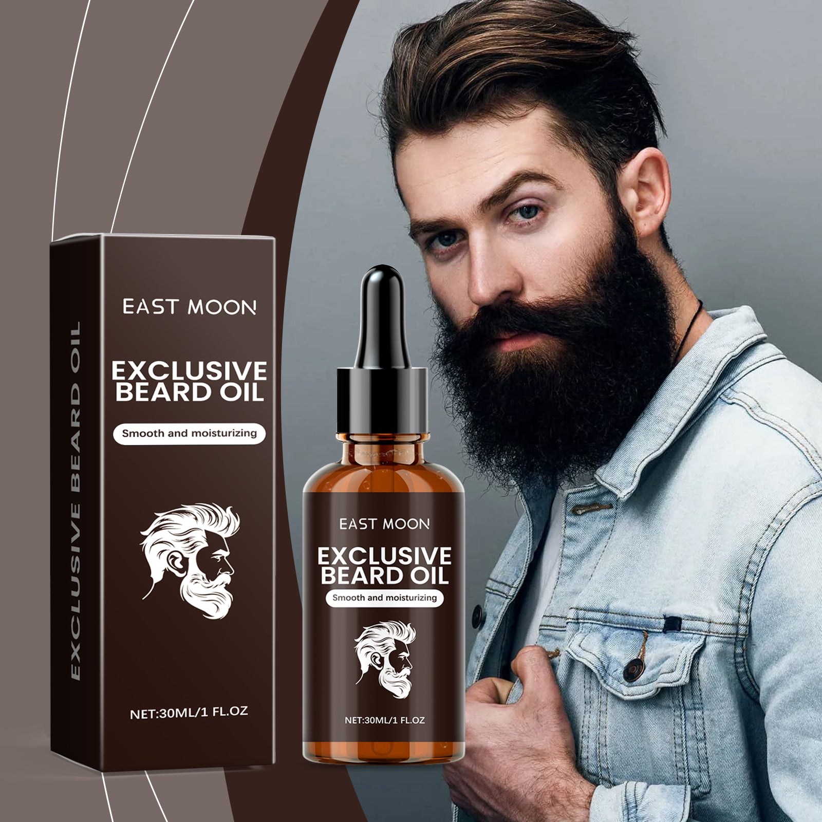 Huile à Barbe pour Homme - Nourrissante, Réparatrice, Anti-Frisottis, Assouplissante - Huile Essentielle pour Barbe et Poils