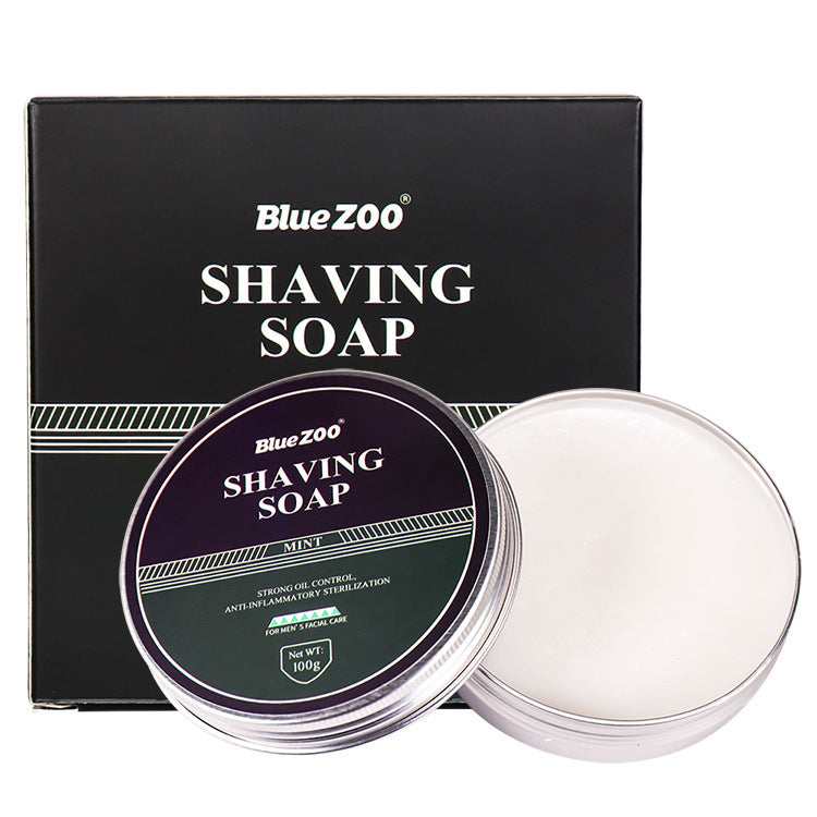 BlueZOO Savon à raser moussant pour barbe et visage pour homme, parfum santal menthe