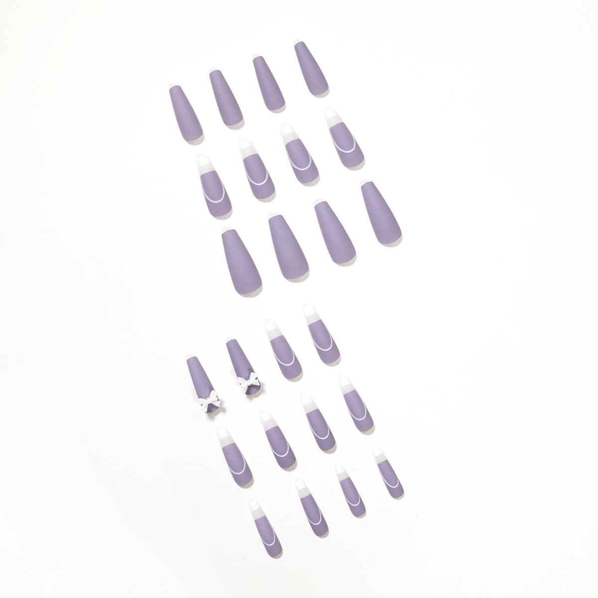 Ongles artificiels amovibles pour manucure française violette en rotin, prêt-à-porter, faux ongles, patchs d'ongles
