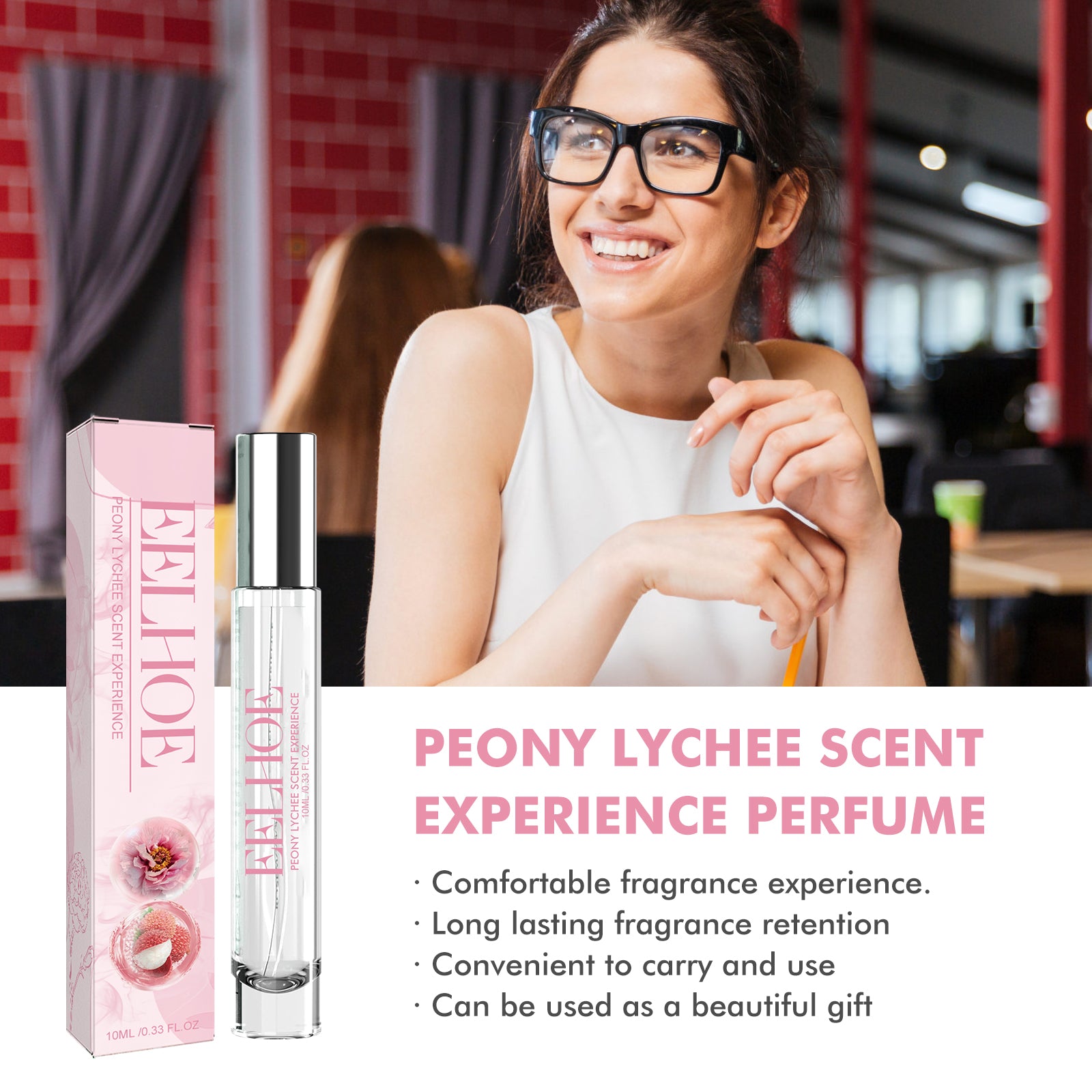 Parfum Pivoine Litchi, Parfum Frais Naturel Longue Durée, Parfum de Niche Portable