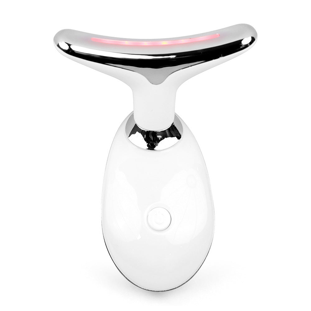 Appareil de beauté pour le cou, massage vibrant, appareil anti-rides pour le cou, lifting du cou et du visage avec lumière colorée, appareil de beauté à introduction.