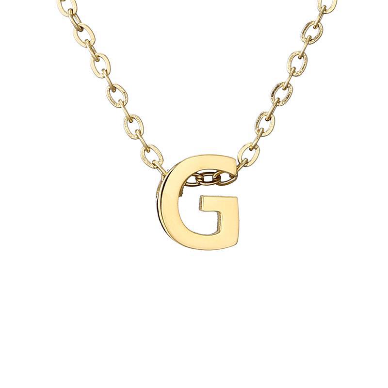 Nouveau Collier Pendentif Lettre en Acier Inoxydable Plaqué Or pour Clavicule