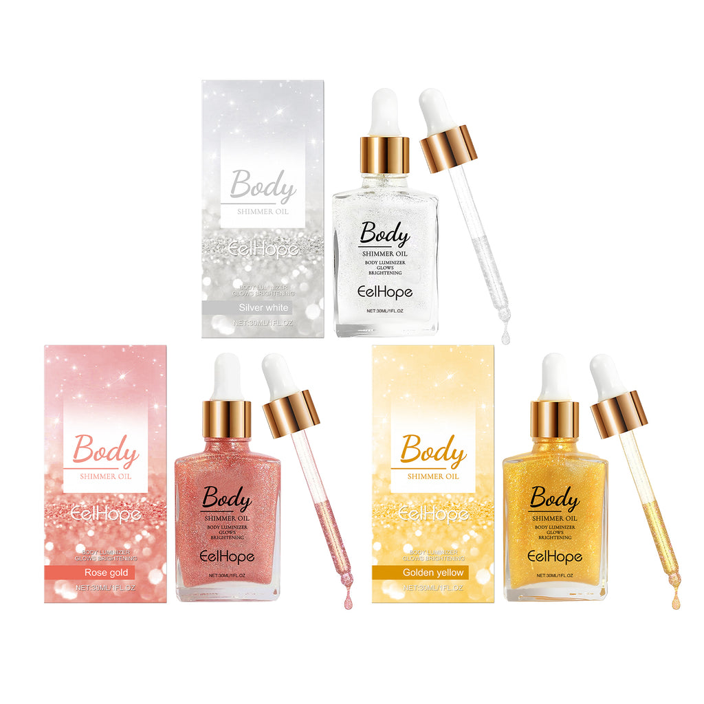 Huile pailletée corps, enlumineur liquide visage et corps hydratant facile à appliquer pour des fêtes éblouissantes