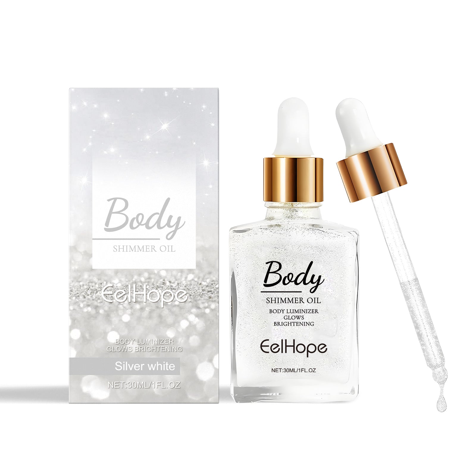 Huile pailletée corps, enlumineur liquide visage et corps hydratant facile à appliquer pour des fêtes éblouissantes
