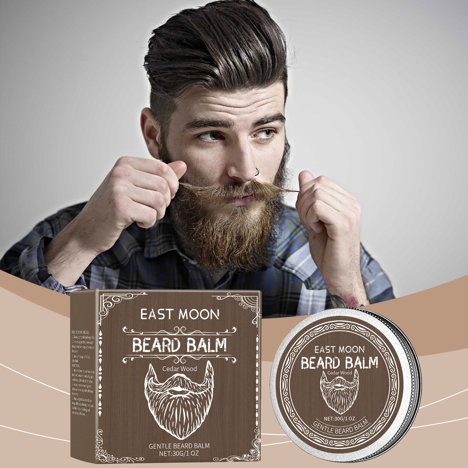 Cire d'entretien barbe au bois de cèdre pour hommes, crème de soin pour barbe au bois de cèdre nourrit et renforce la barbe