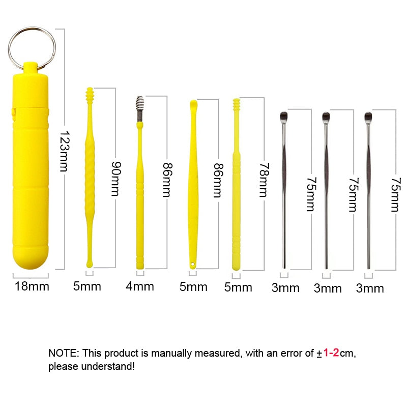 7 Pièces Curettes d'Oreille en Acier Inoxydable Kit de Nettoyage d'Oreilles Outil d'Extraction de Cérumen