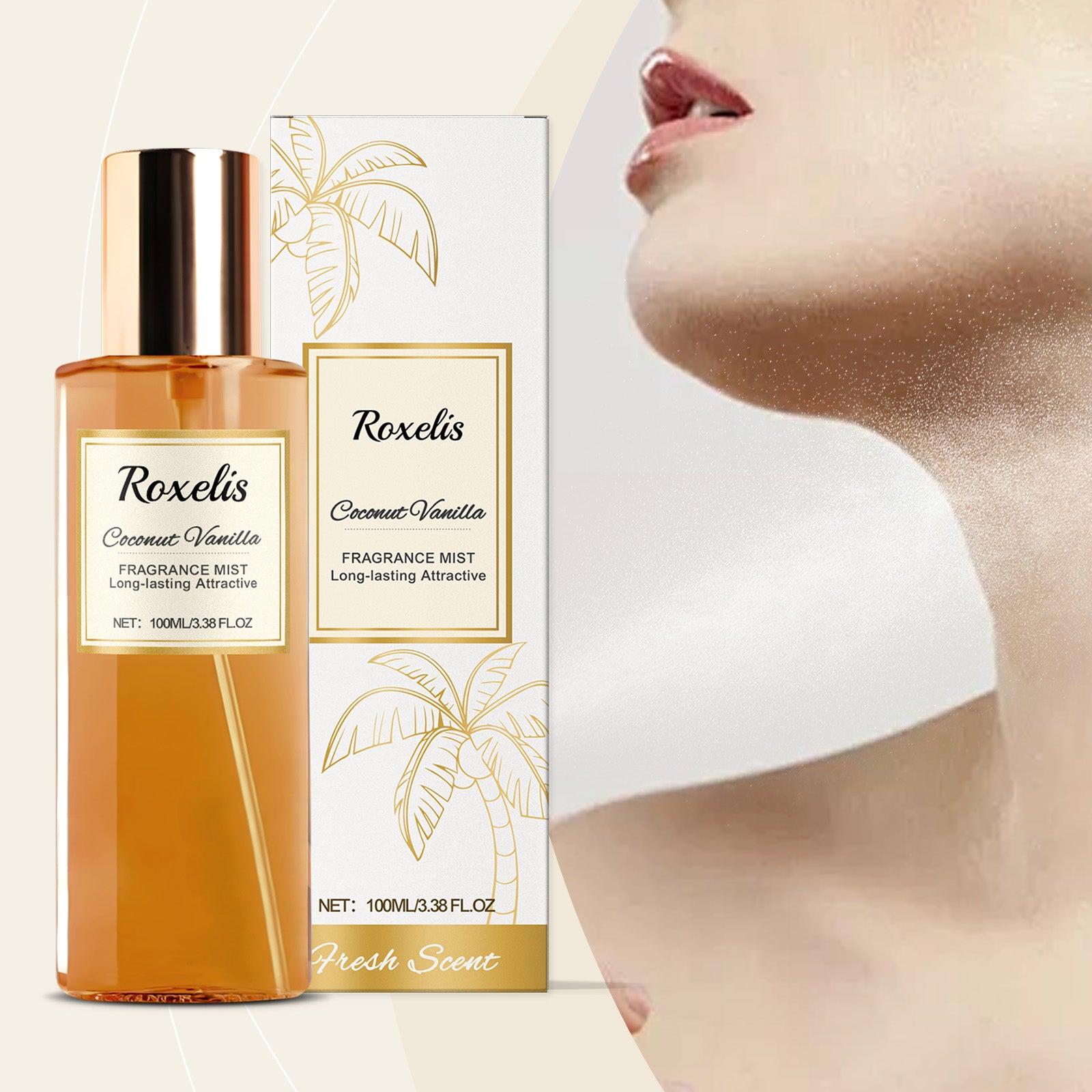 Roxelis Noix de Coco Vanille Parfum Corporel Romantique Frais Élégant Naturel Usage Quotidien Parfum de Niche Eau de Toilette