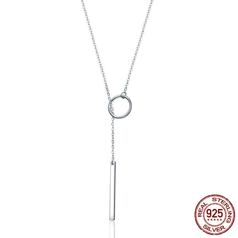 Collier Simple Rond et Barre en Argent Sterling S925