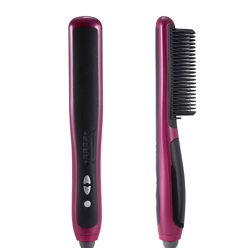Peigne-fer à lisser et à friser céramique tout-en-un pour hommes, redresseur de barbe, styler volumisant pour hommes, brosse lissante