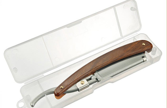 QSHAVE Rasoir Droit Fait Main Manche en Bois Rasoir de Sûreté Classique Adapté aux Lames de Rasoir Double Tranchant Entières