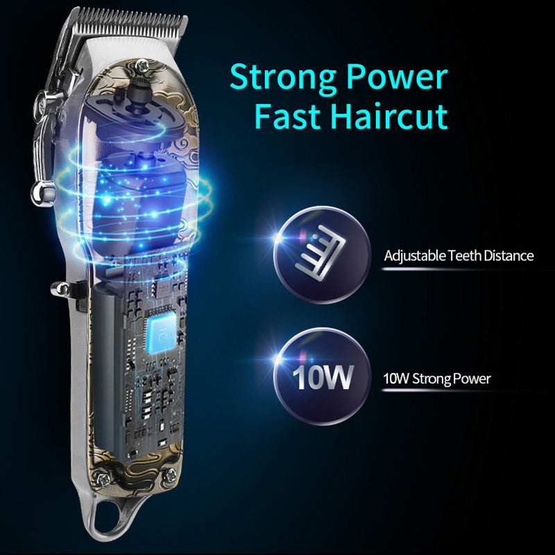 Tondeuse à Cheveux Entièrement Métallique Rétro Tête d'Huile Sculpture Ciseaux Machine Set Tondeuse à Cheveux Électrique à Chargement USB