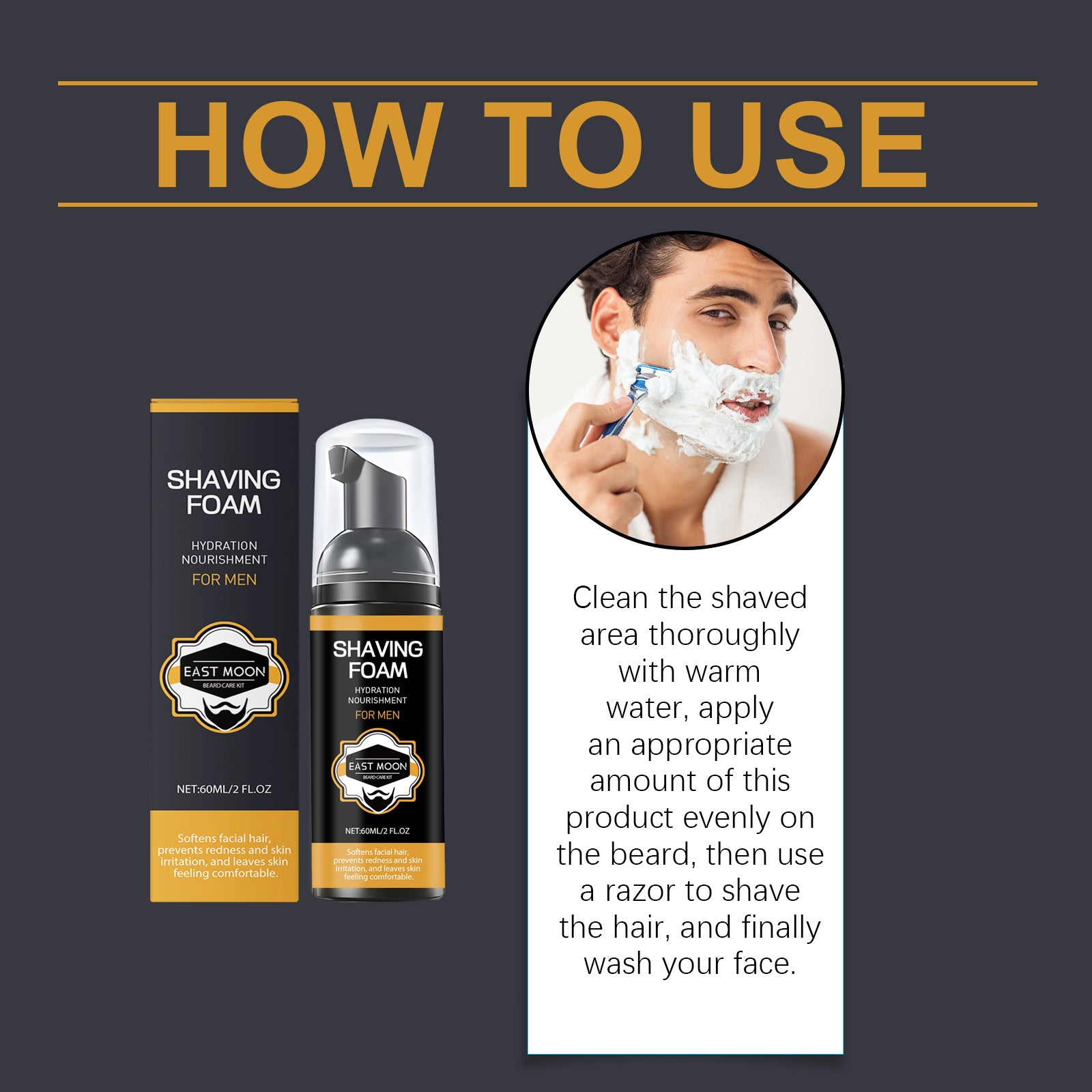 Série de soins de la barbe pour hommes Nettoyage doux Soin hydratant et hydratant des poils du visage
