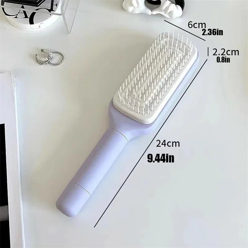 Brosse à cheveux autonettoyante rotative et rétractable avec peigne de levage automatique, peigne de massage antistatique pour cuir chevelu.