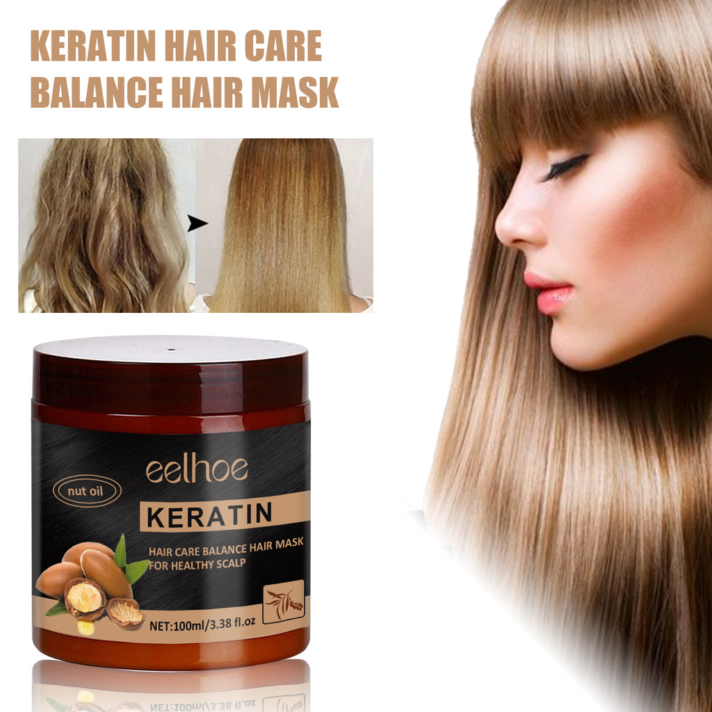 Masque capillaire équilibrant à la kératine, masque capillaire réparateur pour cheveux crépus et secs, lissant, hydratant et nourrissant