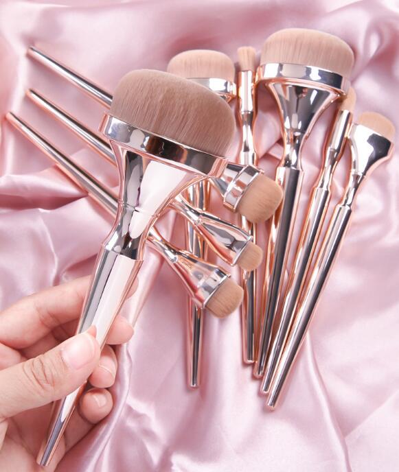 Lot de 9 pinceaux de maquillage or rose outil cosmétique de beauté
