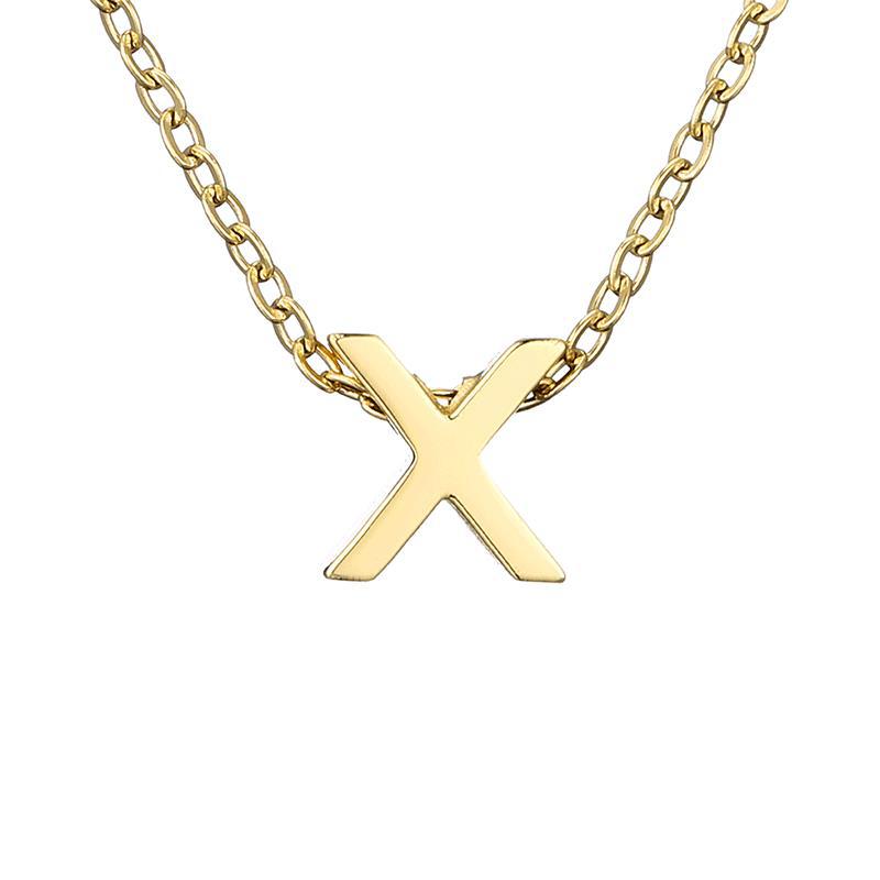 Nouveau Collier Pendentif Lettre en Acier Inoxydable Plaqué Or pour Clavicule