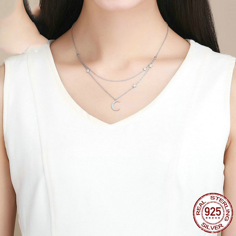 Collier plaqué argent pur S925 Starlight Moon