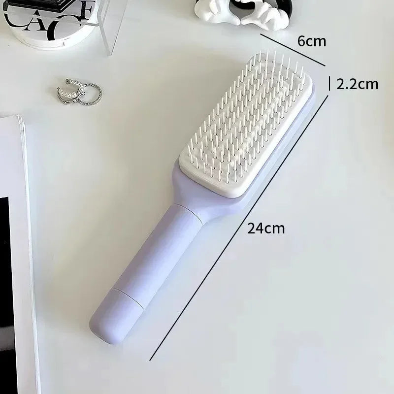 Brosse à cheveux autonettoyante rotative et rétractable avec peigne de levage automatique, peigne de massage antistatique pour cuir chevelu.