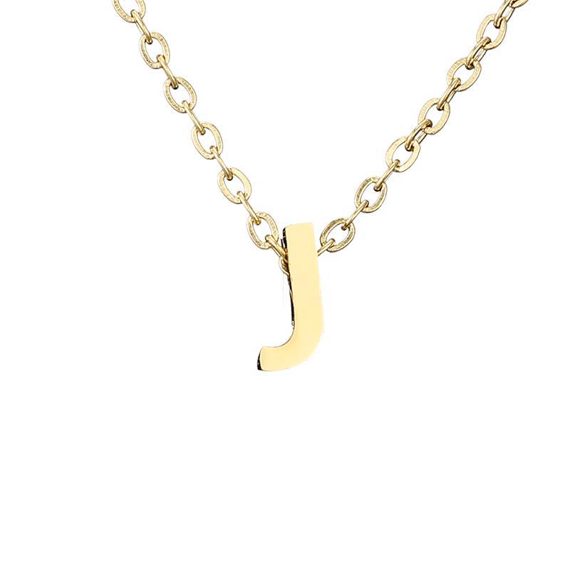 Nouveau Collier Pendentif Lettre en Acier Inoxydable Plaqué Or pour Clavicule