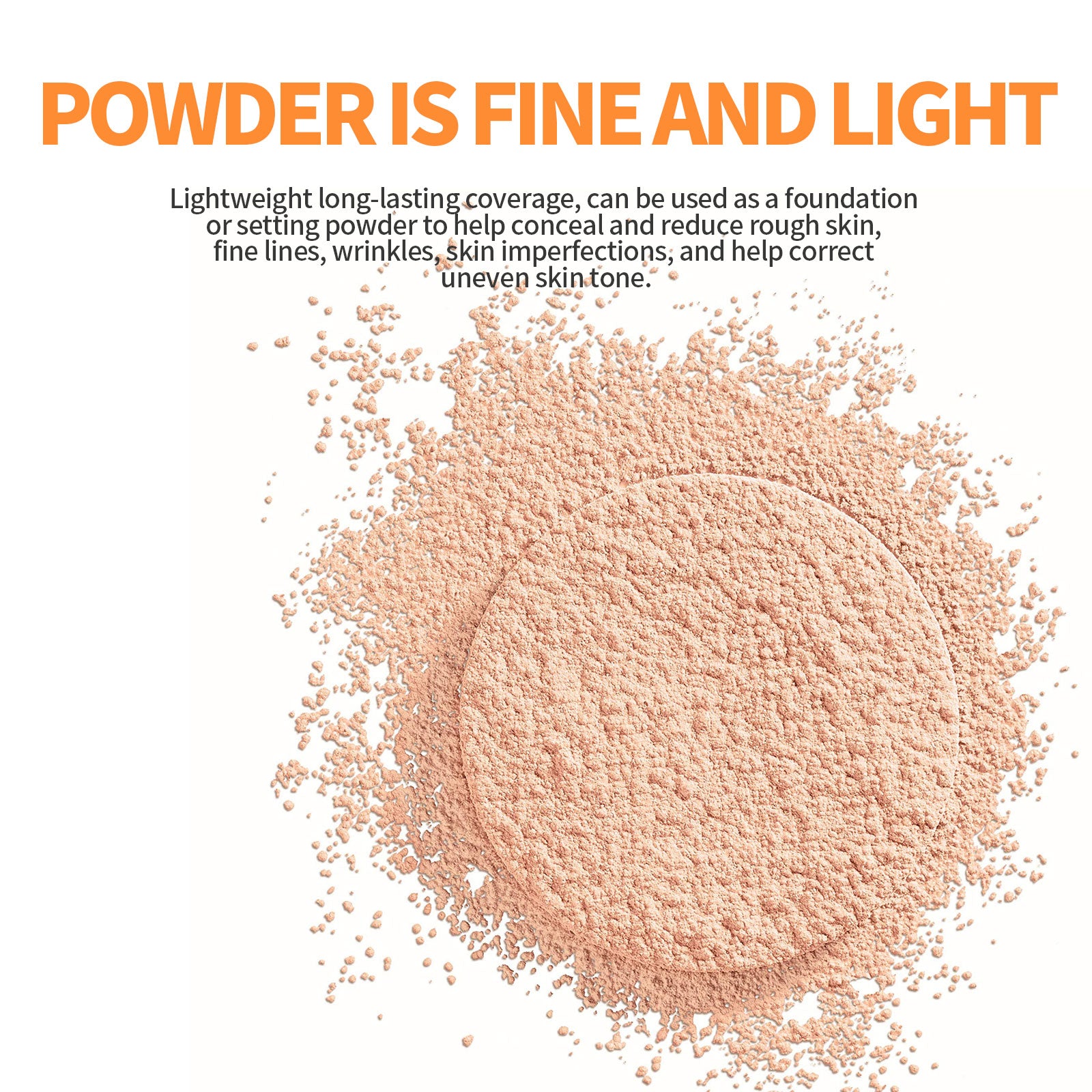 Poudre libre, estompe les ridules, imperméable, maquillage résistant à la sueur, correcteur naturel, poudre de maquillage complète, légère et délicate