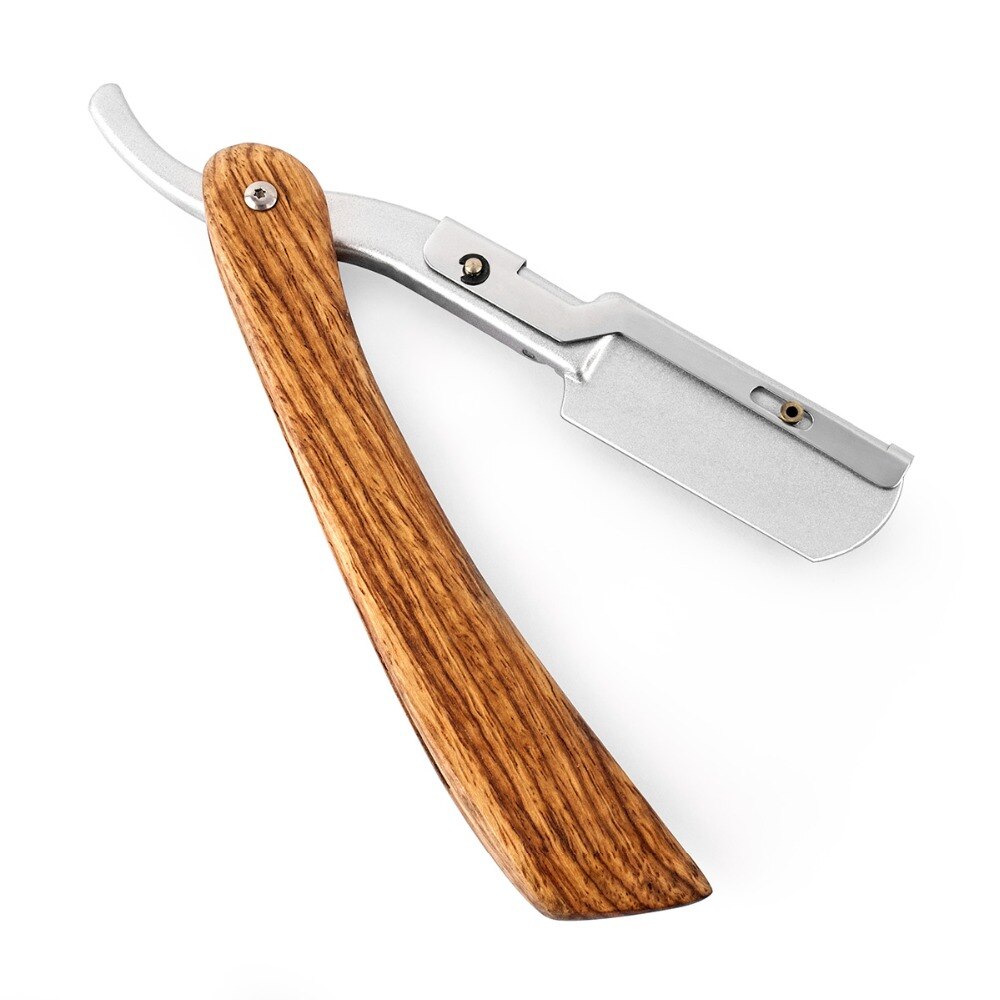 QSHAVE Rasoir Droit Fait Main Manche en Bois Rasoir de Sûreté Classique Adapté aux Lames de Rasoir Double Tranchant Entières