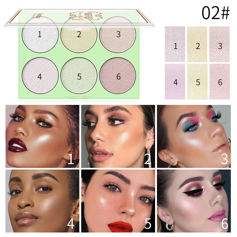 Romantic Beauty Palette Réparatrice 6 Couleurs Illuminateur Perlé Maquillage Visage Réparation Pailleté