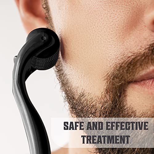 Kit de croissance de barbe - Huile, Baume, Sérum, Rouleau de Derma et Peigne en Bois pour la Croissance de la Barbe et de la Moustache