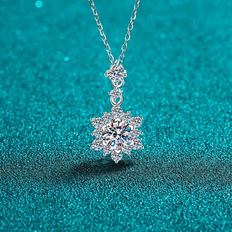 Collier en argent sterling 925 avec moissanite zircon 1 carat