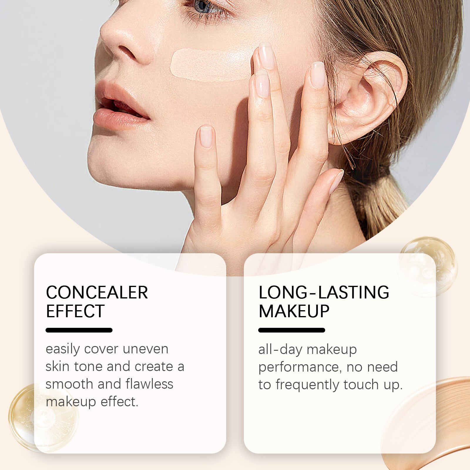 Fond de Teint Correcteur EELHOE Doux, Naturel, Léger, Teint Clair et Lumineux Hydratant, Longue Tenue et Non Transfert