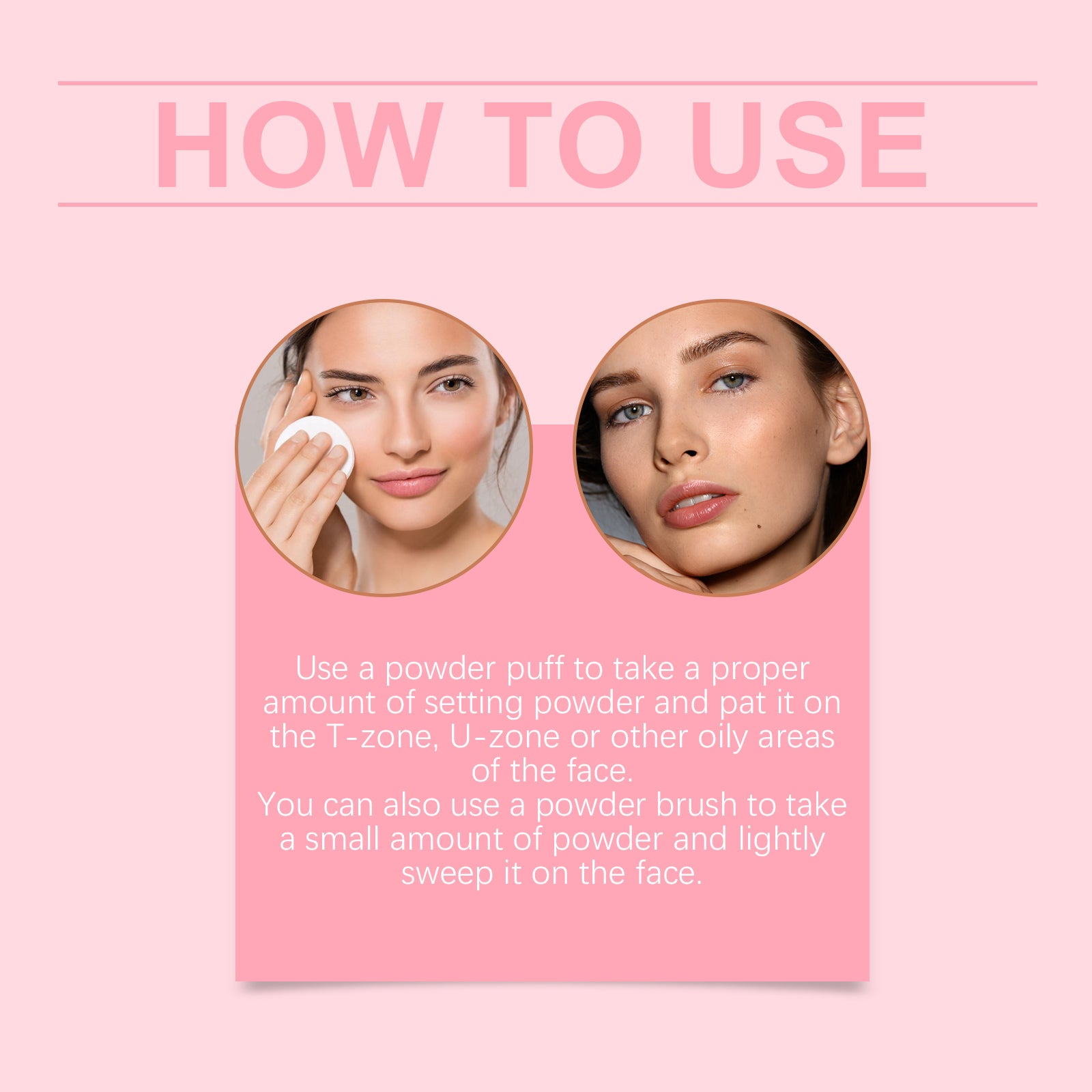Poudre fixante avec pinceau, Maquillage Naturel Léger, Ajustement Délicat et Respirant, Poudre Bivalente Sèche et Humide, Maquillage Longue Tenue